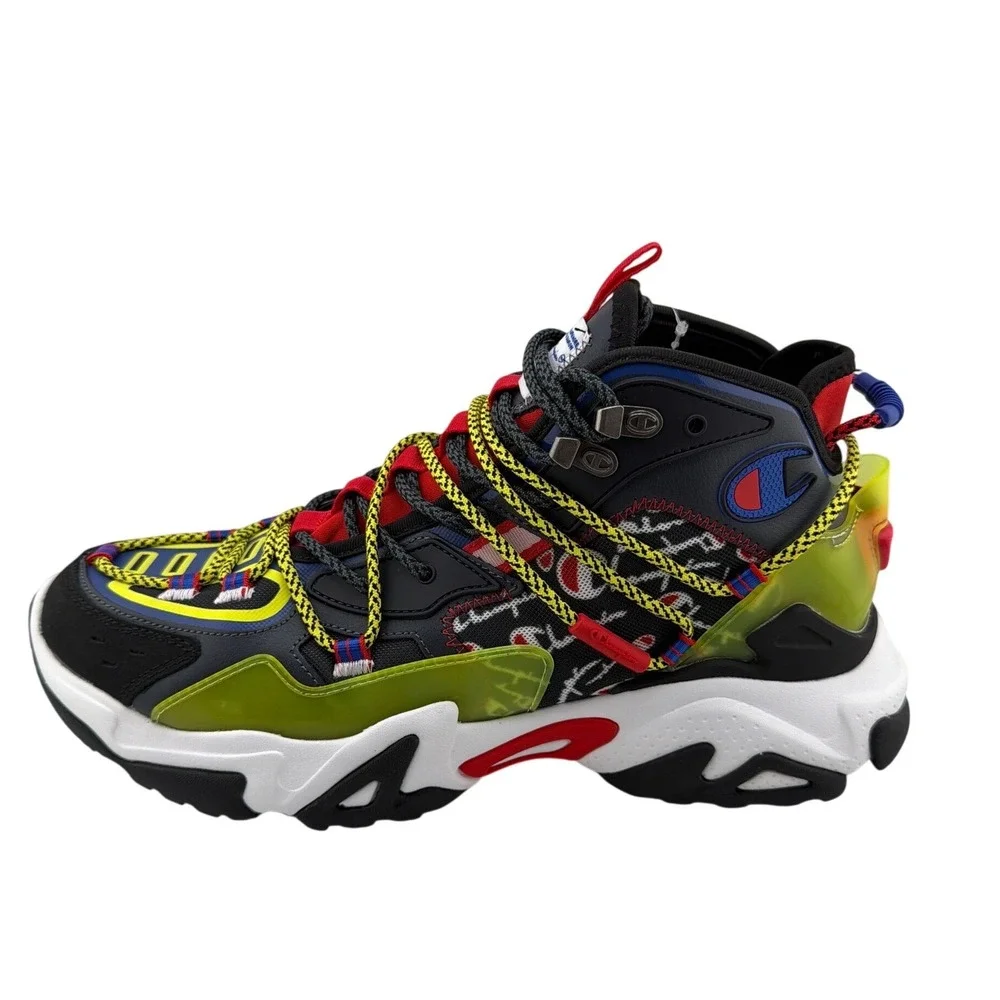 Champion Bromad Twisted Sneakers Mens‎ 10.5 Black Scarlet Yellow New CP101851M